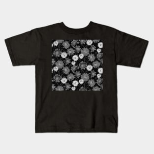 Pressed Pom Pom Black and White Flowers Kids T-Shirt